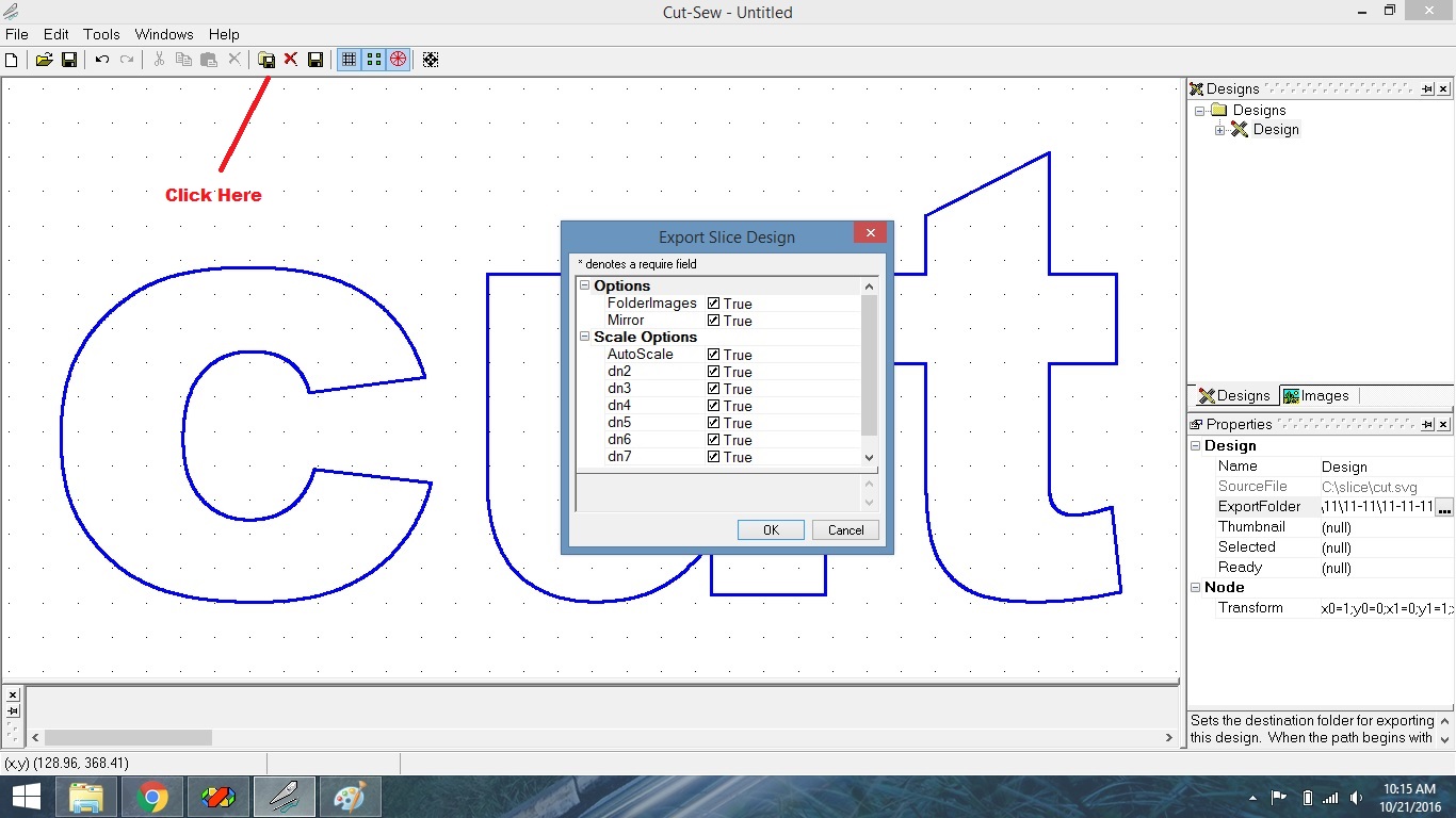 Click the 'Export all to design card' button.